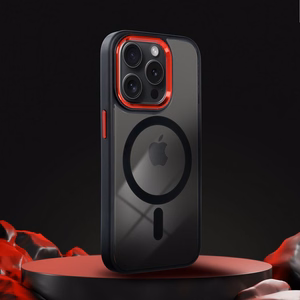 Чехол для iPhone 17 PRO MAX Color Edge Mag Cover совместимый с MagSafe чёрно-красный