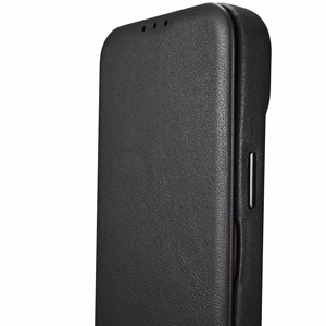iCarer CE Premium ādas folio vāciņš iPhone 14 Plus ar MagSafe magnētisku flip vāciņu - melnā krāsā
