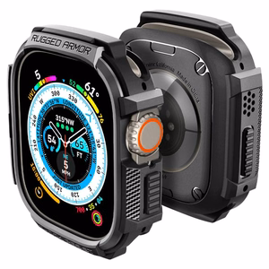 Spigen Rugged Armor maciņš Apple Watch Ultra 49 mm, matēti melns