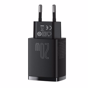 Baseus kompaktais lādētājs USB / USB Type-C 20W 3A Power Delivery Quick Charge 3.0 melns (CCXJ-B01)