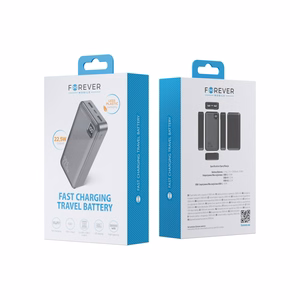 Forever portatīvais lādētājs TB-300L PD QC 22,5W 20000 mAh melna