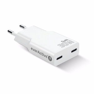 Lādētājs 2 x USB-C Quick Charge 4+ 30W Super Slim balts