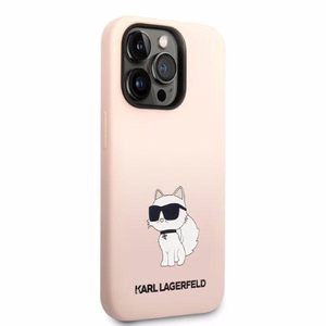 Karl Lagerfeld KLHCP14LSNCHBCP iPhone 14 Pro 6.1" cietais viedtālruņa apvalks rozā/rozā Silikona Choupette