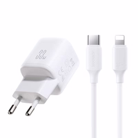 Joyroom JR-TG7 33W USB-A + USB-C sienas lādētājs ar 30W USB-C - Lightning 1m kabeli - balts