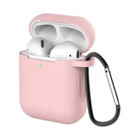 Apvalks AirPods 2 / AirPods 1 Silikona mīksts austiņu apvalks + Atslēgu piekariņš karabīnes piekariņš rozā (Apvalks D)