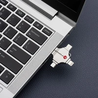 FORCELL F-DATA USB zibatmiņa Metal Quad 64GB USB3.2 Gen 1 (USB A / Type C / Lightning / Micro USB) sudraba