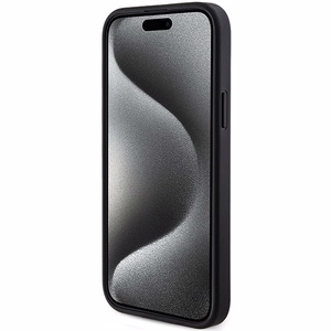 Guess 4G Collection Ādas Metāla Logo Magnētiskais viedtālruņa apvalks iPhone 15/14/13 - melna