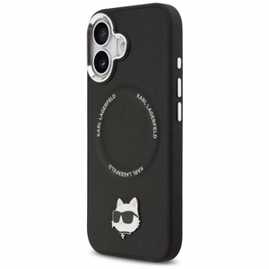 Karl Lagerfeld Choupette Pin Magnētiskais viedtālruņa apvalks iPhone 17 - melns