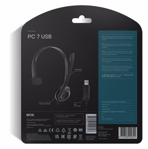 Sennheiser PC 7 USB vadu austiņas galvasspiede birojam/zvanu centram USB Type-A melnas