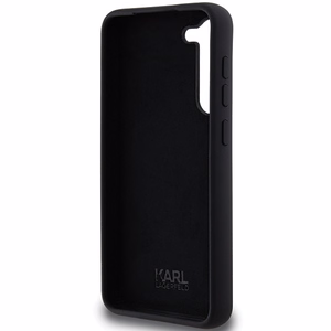 Karl Lagerfeld silikona Karl&Choupette metāla piespraude viedtālruņa apvalks Samsung Galaxy S23+ - melns