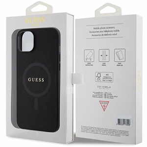 Guess GUHMP15MPSAHMCK iPhone 15 Plus 6.7" melns/melns cietais apvalks Saffiano MagSafe