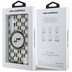 Viedtālruņa apvalks Karl Lagerfeld Poga Karl&Choupette Galvas Uz KL Raksts Magnētiskais Samsung Galaxy S25 melna