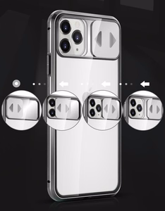 Wozinsky Magnetic Cam Slider Case Full Body Cover built-in front glass lens rotector for Huawei P40 black
