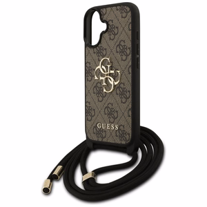 Oriģinālais apvalks GUESS 4G Liels logotips ar plecu jostu iPhone 17 brūns