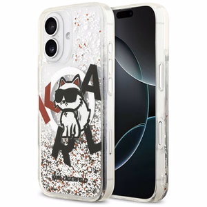 Karl Lagerfeld Šķidrais Spīdums Choupette Logo Magnētiskais Viedtālruņa apvalks iPhone 17 - Caurspīdīgs