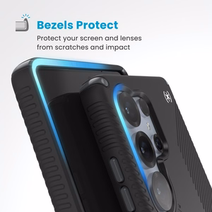 Speck Presidio2 Grip Magnet vāciņš ierīcei Samsung Galaxy S25 Ultra, melns / slānekļa pelēks