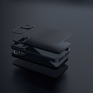 Nillkin Qin auduma apvalks iPhone 14 Plus ar kameras vāciņu un maciņu zils