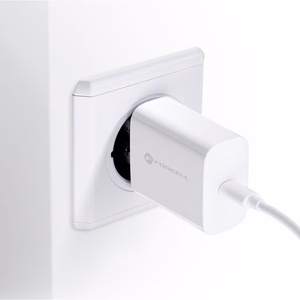 FORCELL F-ENERGY TFK-TC-25WPD ceļojumu lādētājs Type C + kabelis Type C uz Type C PD Q.C 3A 25W balts