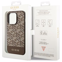 Guess GUHMP14XHGCFSEW iPhone 14 Pro Max 6.7" brūns/brūns cietais apvalks GCube Stripes MagSafe