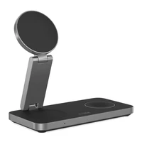 Tech-Protect QI15W-A47 MagSafe 3in1 indukcijas lādētājs + USB-C kabelis - melns