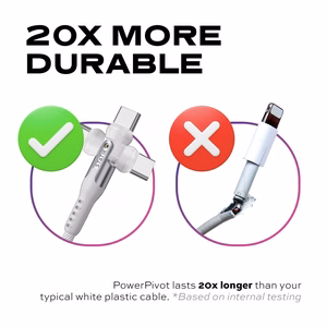 STATIK PowerPivot Pro neilona pīts kabelis, USB-C uz USB-C, 3 m, balts