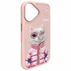 Nimmy Cool&Cute 2.0 Kaķa viedtālruņa apvalks iPhone 16 - rozā