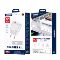 JELLICO sienas lādētājs EU11 PD 20W 1xUSB-C + 1xUSB QC3.0 + kabelis USB-C - USB-C Balts