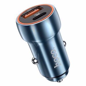 Automobiļa lādētājs Hoco USB A + USB C PD QC3.0 3A 20W Z46A safīra zils
