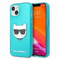 Karl Lagerfeld Mirdzošs Choupette Fluo Viedtālruņa apvalks iPhone 13 mini 5.4" - zila