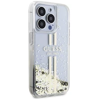 Guess Liquid Glitter Gold Stripes viedtālruņa apvalks iPhone 15 Pro - caurspīdīgs