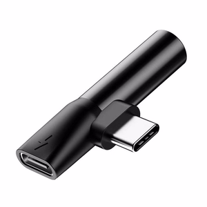 Baseus audio adapteris USB-C uz Mini Jack 3.5mm + USB-C (melns)