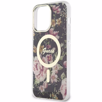 Guess GUHMP14XHCFWSK iPhone 14 Pro Max 6.7" melns cietais viedtālruņa apvalks Flower Magnētiskais