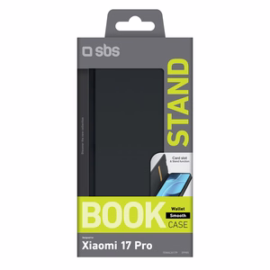 SBS Wallet Smooth maciņš Xiaomi 17 Pro ar vāku melns