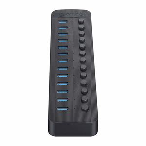 Orico CT2U3-13AB 13x USB-A 3.0 centrmezgls ar slēdžiem - melns