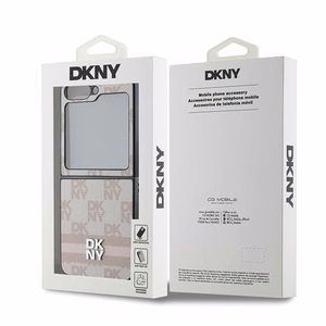 DKNY Checkered Pattern Printed Stripes Viedtālruņa apvalks Samsung Galaxy Z Flip 6 - rozā