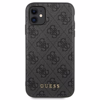 Guess GUHCN61G4GFGR iPhone 11 / Xr 6,1"pelēks/pelēks hard maciņš 4G Metal Gold Logo