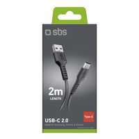 SBS TECABLETC220K USB-A - USB-C kabelis 2 m - melns