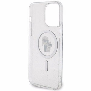 Karl Lagerfeld Karl&Choupette Mirdzošs Magnētiskais viedtālruņa apvalks iPhone 15 Pro Max - caurspīdīgs