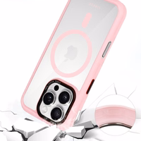 Liavec Hybrid Magsafe Skaidrs viedtālruņa apvalks Iphone 16 Pro Max gaiši rozā