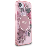 Guess IML Flowers magnētiskais viedtālruņa apvalks iPhone 16e - rozā