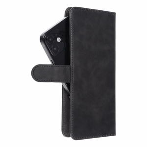 Universāls grāmatas tipa viedtālruņa apvalks COMMON izmērs XL, paredzēts SAMSUNG A12 / A13 4G / A34 5G / A02s / XIAOMI Redmi 12 4G / 12C / NOTE 12 4G / 12 PRO 5G / OPPO A53s / A72 / A92, melns