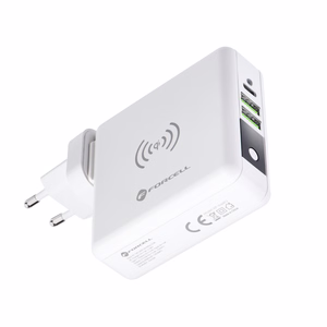 FORCELL F-ENERGY daudzfunkcionālais lādētājs 15W 4in1 ar USB/USB-C pieslēgvietu, portatīvo lādētāju 8000mAh un bezvadu uzlādi