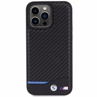 BMW Ādas Carbon viedtālruņa apvalks iPhone 15 Pro Max - melns
