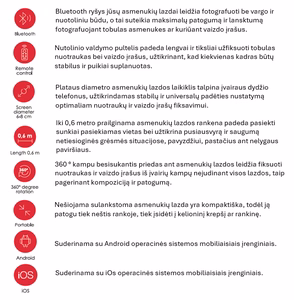 SEEK TOTI selfija nūja ar slēptu statīvu Q12, melna