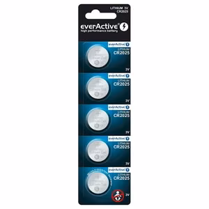 Litija baterija mini everActive CR2025 — blisteris, 5 gab.