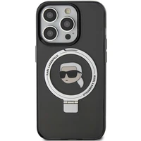 Karl Lagerfeld KLHMP15XHMRSKHK iPhone 15 Pro Max 6.7" melns ar statīvu Viedtālruņa apvalks Karl Head MagSafe