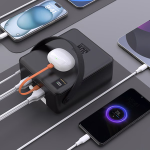 Wozinsky W8-B 100000mAh 30W ārējais akumulators, 2xUSB-A, 2xUSB-C, ar lukturīti, melns