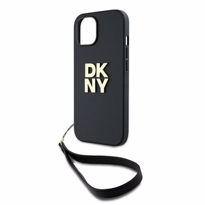 DKNY Viedtālruņa apvalks ar siksniņu un logotipu iPhone 15 Plus - melns