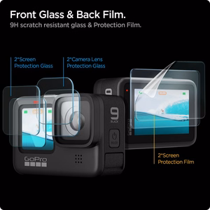 Spigen Glass.tR Slim rūdītā stikla un plēves 2 daļu komplekts GoPro Hero 9 / 10 / 11 / 12 - caurspīdīgs