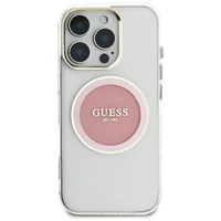 Guess IML Metal Colored Circle Classic Logo Magnētiskais viedtālruņa apvalks iPhone 16 Pro Max - rozā
